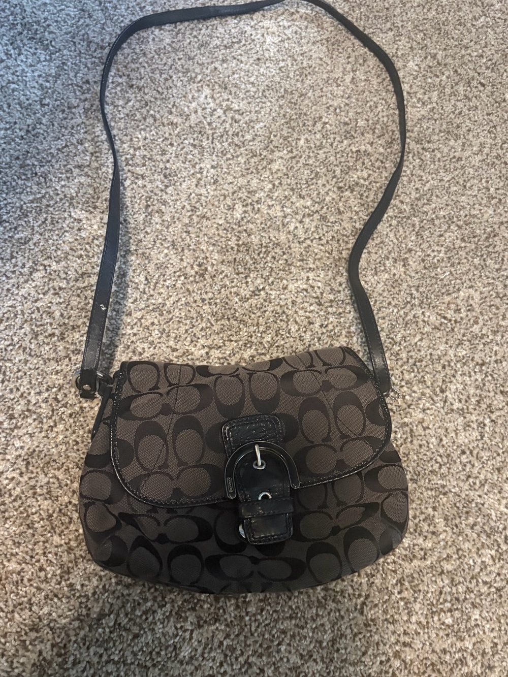 Coach Brown and Black Signature Canvas Crossbody Bag - Picture 4 of 5